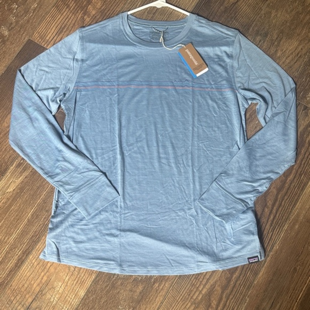 Patagonia Capilene Cool Merino Blue Long Sleeve Shirt, Women’s Large, NWT!